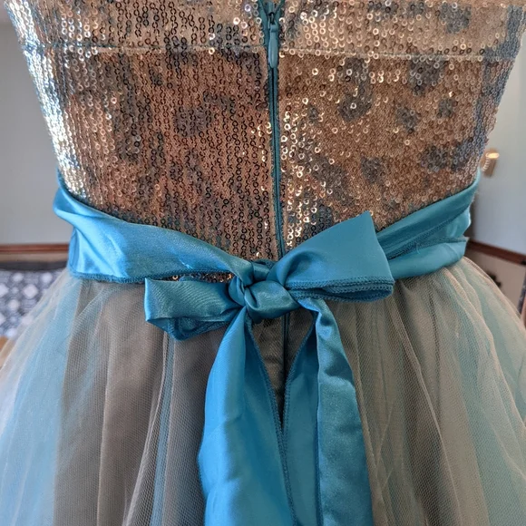 Blue Heart 🩵 💙 Sequin strapless dress super princess vibes whimsical fairy 🧚 - Picture 3 of 11